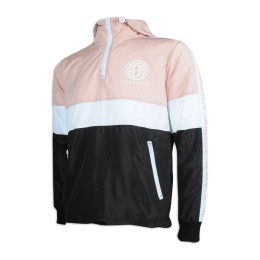 J864 custom-made hooded windbreaker jacket 3 color contrast color half chest zipper 100% polyester wind 褛 coat garment factory J864 custom-made hooded windbreaker jacket 3 color contrast color half chest zipper 100% polyester wind 褛 coat garment factory